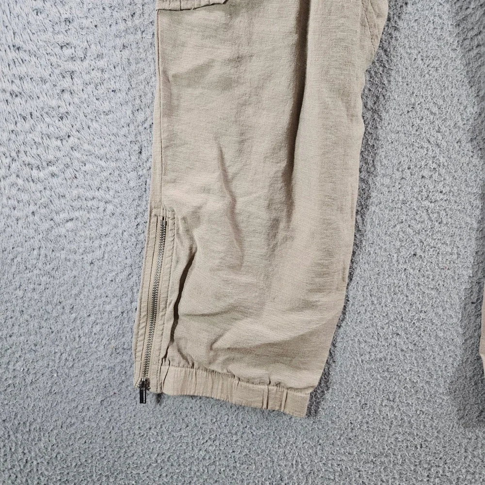BCBGMAXAZRIA Womens Khaki Tan Cargo Pants Elastic Waist Ankle Zip Cropped XS - Picture 6 of 9